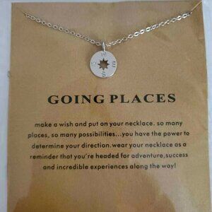 Sun Compass Pendant Chain Necklace with "Going Places" Card w envelope